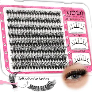 YIDUO Self-adhesive false eyelash clusters Natural Style Fluffy False Eyelashes Cosmetic Glue-free Eyelash Extensions Lightweight D-Curl Clustered Lashes 8-16mm Pre-glued Lash Clusters Individual Lashes Effortless Makeup Application