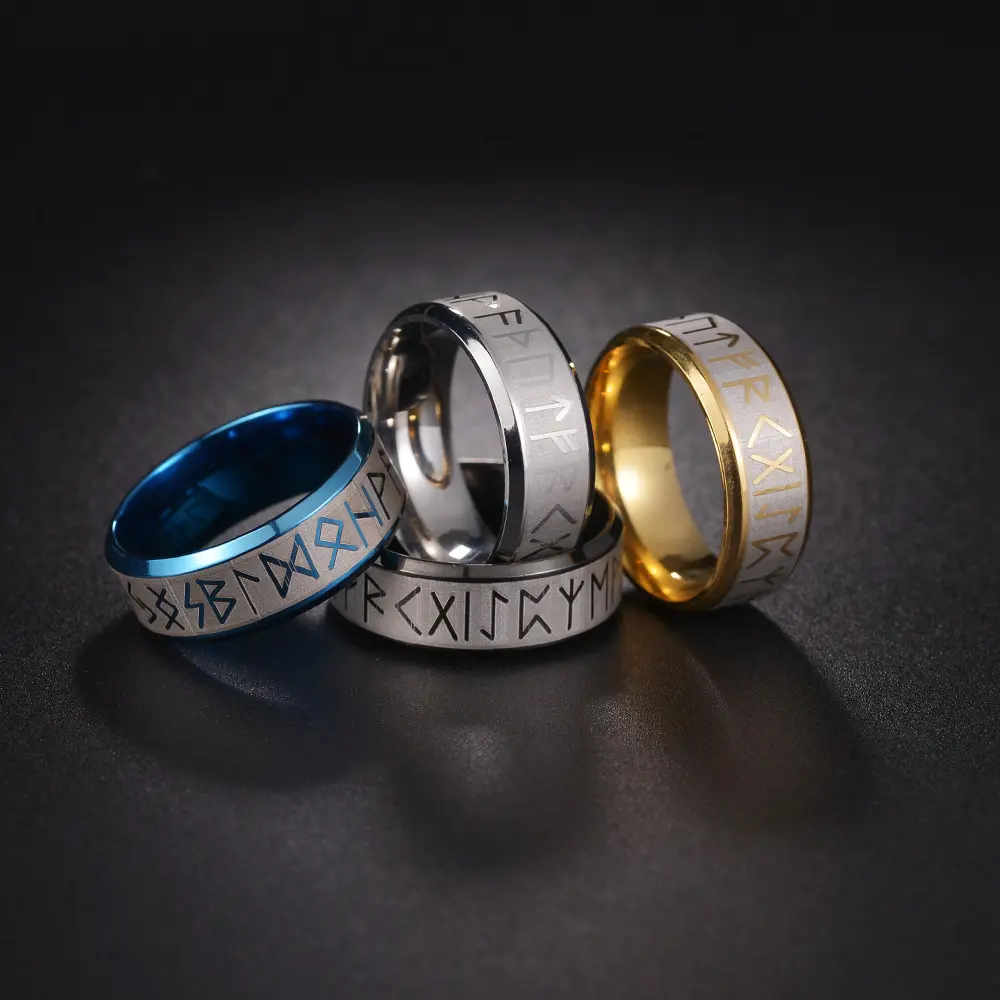 Vintage Ethnic Odin Norse Viking Rune Amulet Ring - 8mm Stainless Steel Jewelry for Male, Best Price Option, Suitable for Female, Ideal for Anniversary, Wedding Party, Engagement