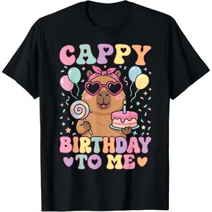 Funny Capybara Birthday to Me Cute Girls Birthday Capybara T-Shirt