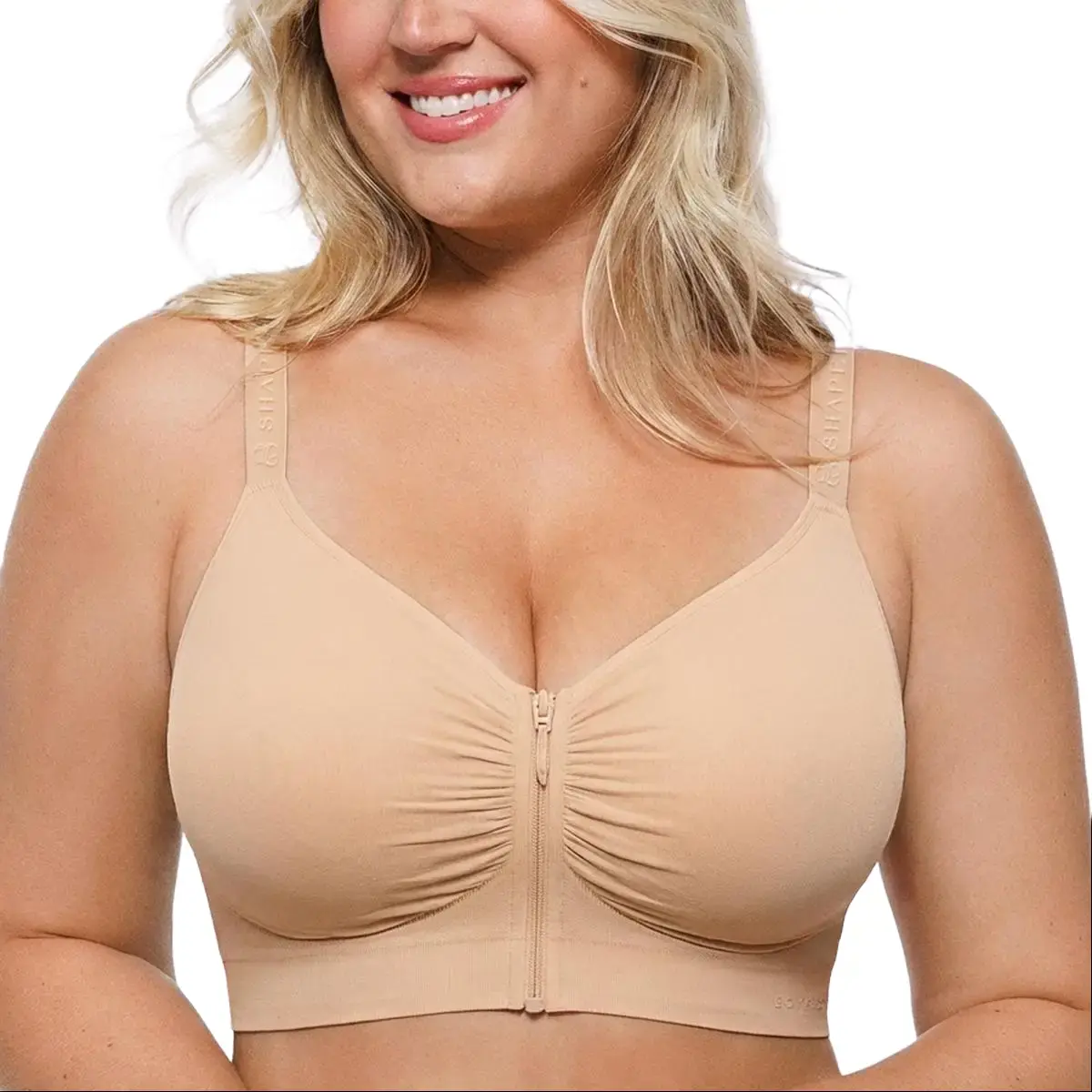 SHAPELLX Bare Essentials Skin Flow Front-Zipper Wireless Everyday Bra Womenswear