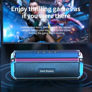 Portable Bluetooth Speaker, AI Voice Control, 4-Unit 360° Surround Sound, TWS Dual Pairing, Long Battery Life, IPX5 Waterproof, RGB Light, Wireless Speaker for Home, Outdoor, Gaming, Party, Support TF Card, USB, AUX, FM Radio
