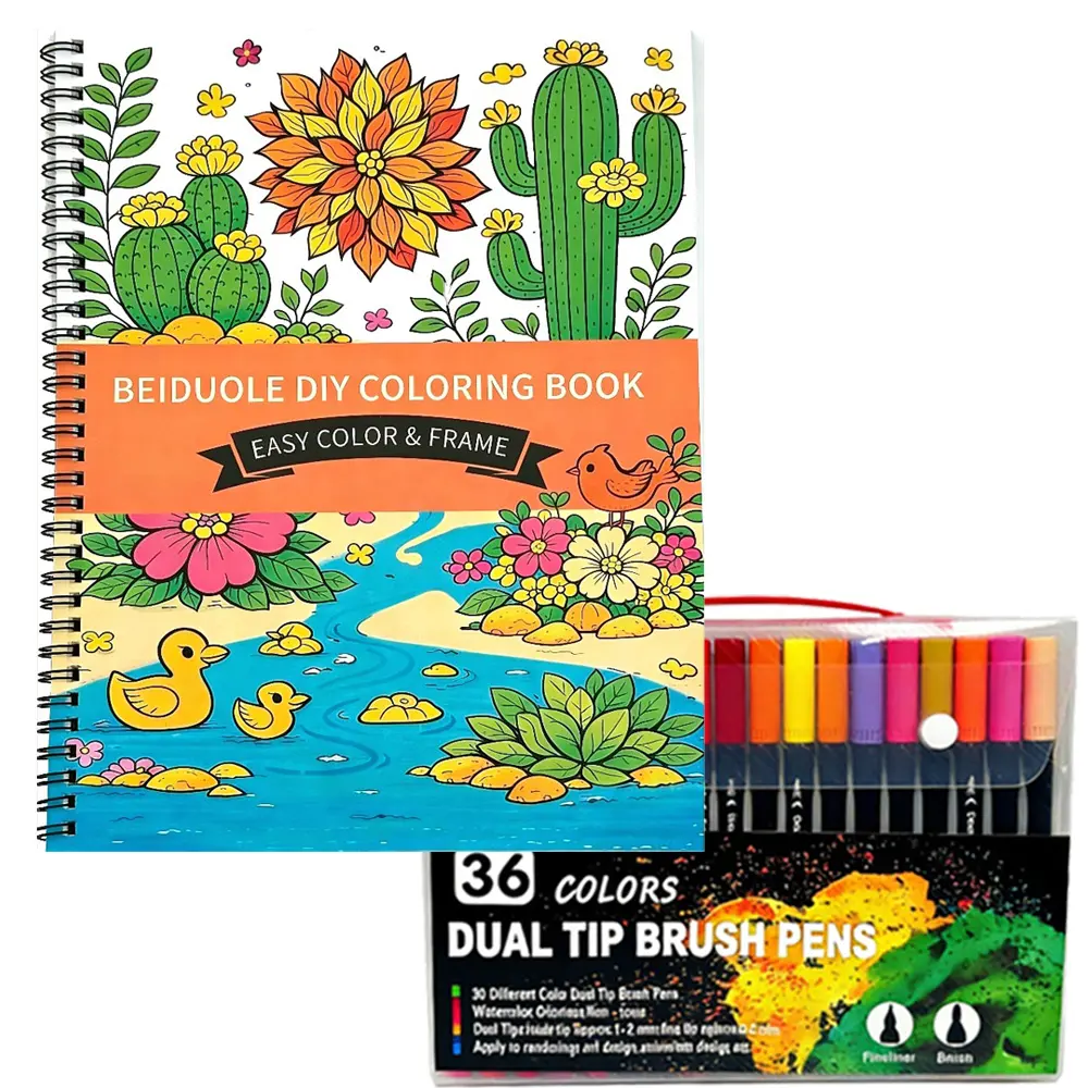 BEIDUOLE Unisex Coloring Book Box - DIY Arts and Crafts Painting Kit, Stress & Anxiety Reliever, 30 Patterns (Mandala, Animal, Flower), 36 Color Markers, 8.6in x 11.4in, Ideal for Birthdays, Holidays, Friends