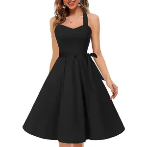 Women'sVintage Polka Audrey Dress 1950s Halter Retro Cocktail Dress