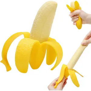 Realistic Banana Squishy – Soft Scented Stress Relief Toy with Slow Rising, It Measures 5.2 inches by 1.4 inches, Fun Sensory Squeeze Toy for Children, Great for Gifts and Party Prizes.