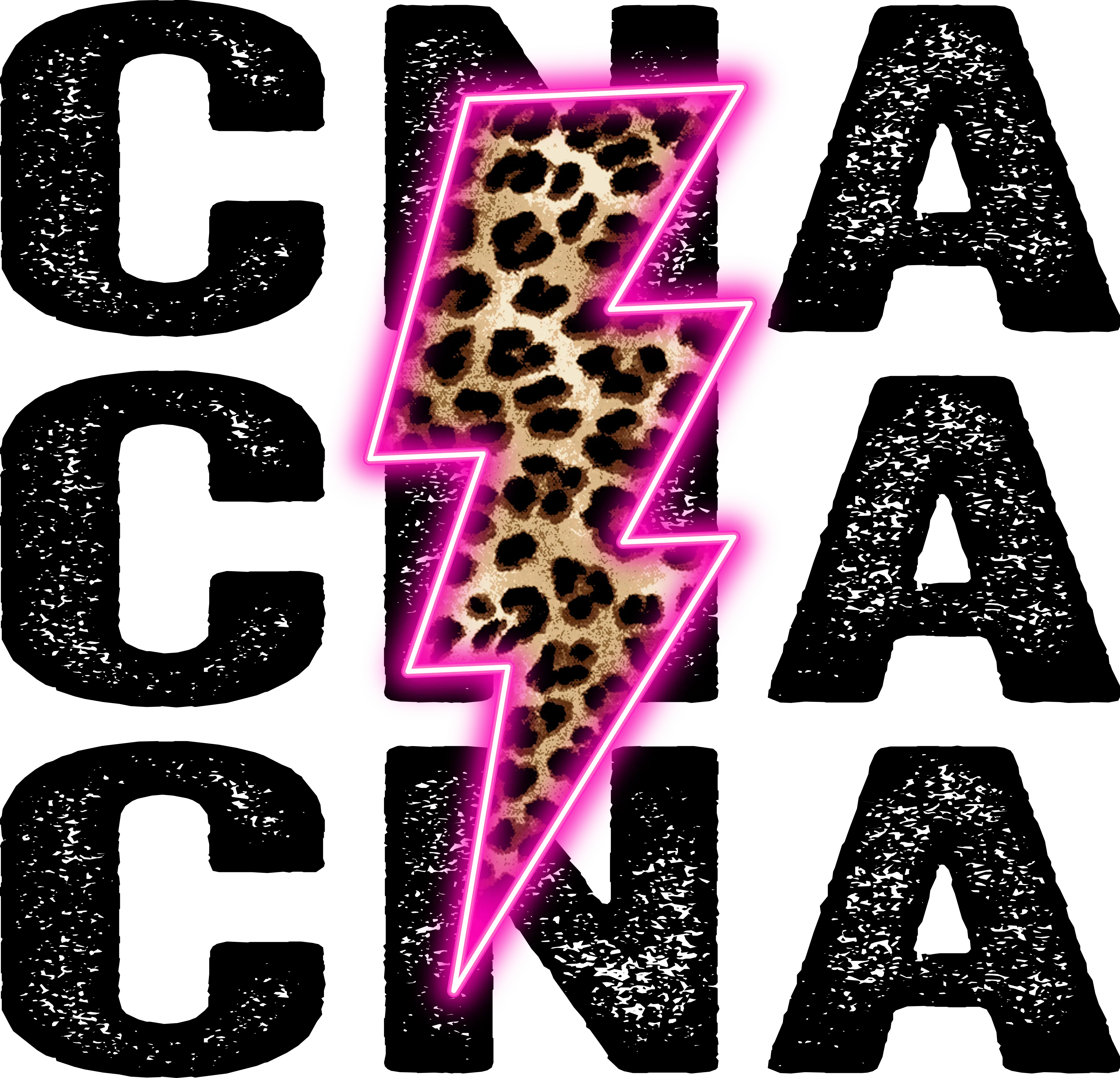 8.5x11 CNA neon leopard lightning bolt sublimation transfer ready to press