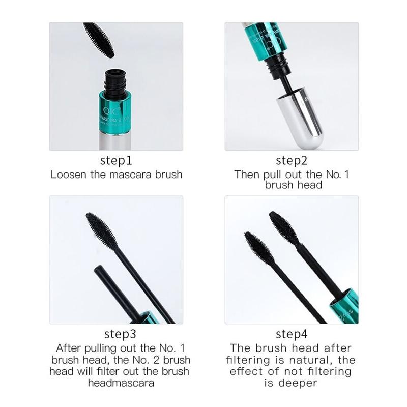 QIC 2-in-1 Double Head Waterproof Mascara for Volume and Length