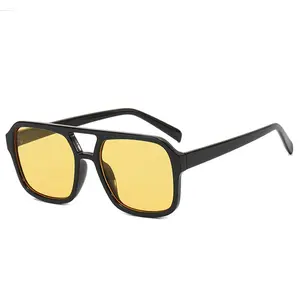 Vintage 70s Flat Aviator Small Frame Sunglasses for Women Men Square Metal Design UV400 Protection Shades Classic Style