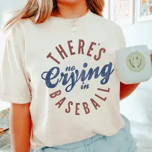 Baseball Tshirt, There’s No Crying in Baseball T-Shirts, Baseball Mom Shirt, Game Day Outfit, Trendy Shirt Top Womenswear Casual Streetwear Summer