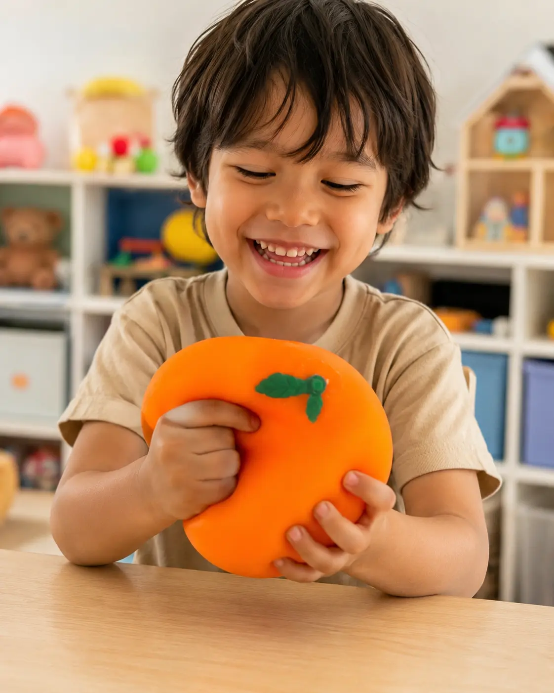 Jumbo Orange Squish Toy | Heavy Duty Squish & Stretch Stress Ball | Realistic Fruit Sensory Fidget Toy