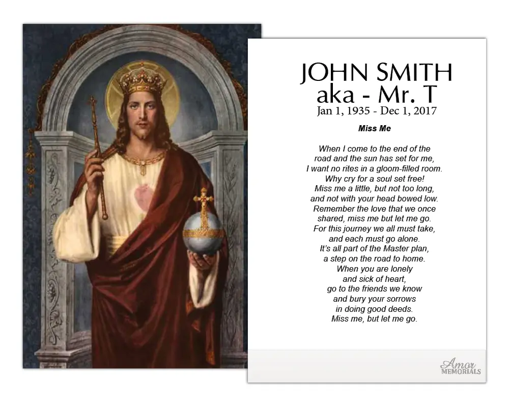 Personalized Memorial Prayer Cards FPC1014EN 2.5" x 4.25" High-Quality Satin Card Stock Optional Lamination for Wake Services Customizable with Name and Optional Lamination for Durability