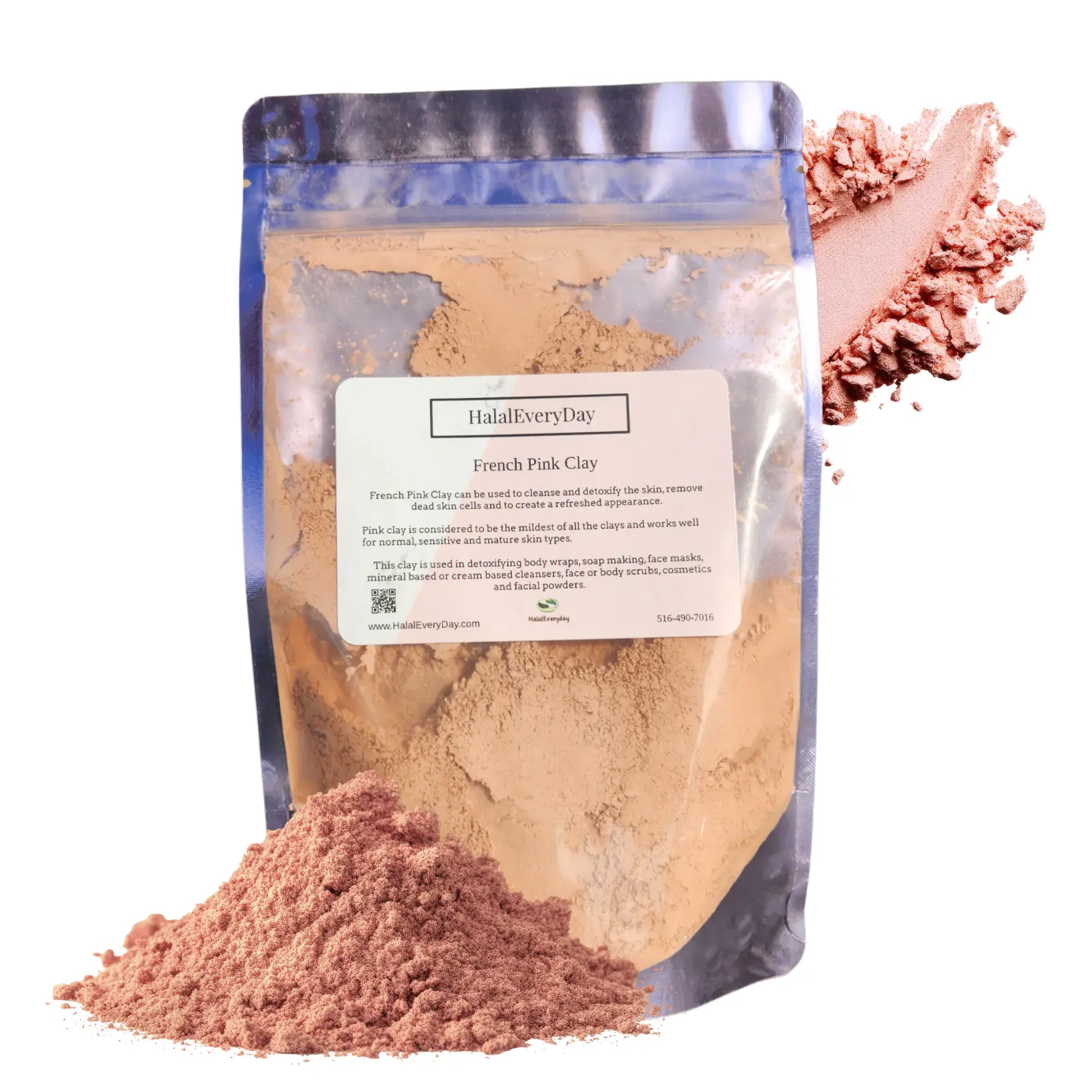 French Pink Clay | Bag & Jar | 8 oz.- 2 lb. | Skincare | Face Mask | Natural Wellness | No Fillers