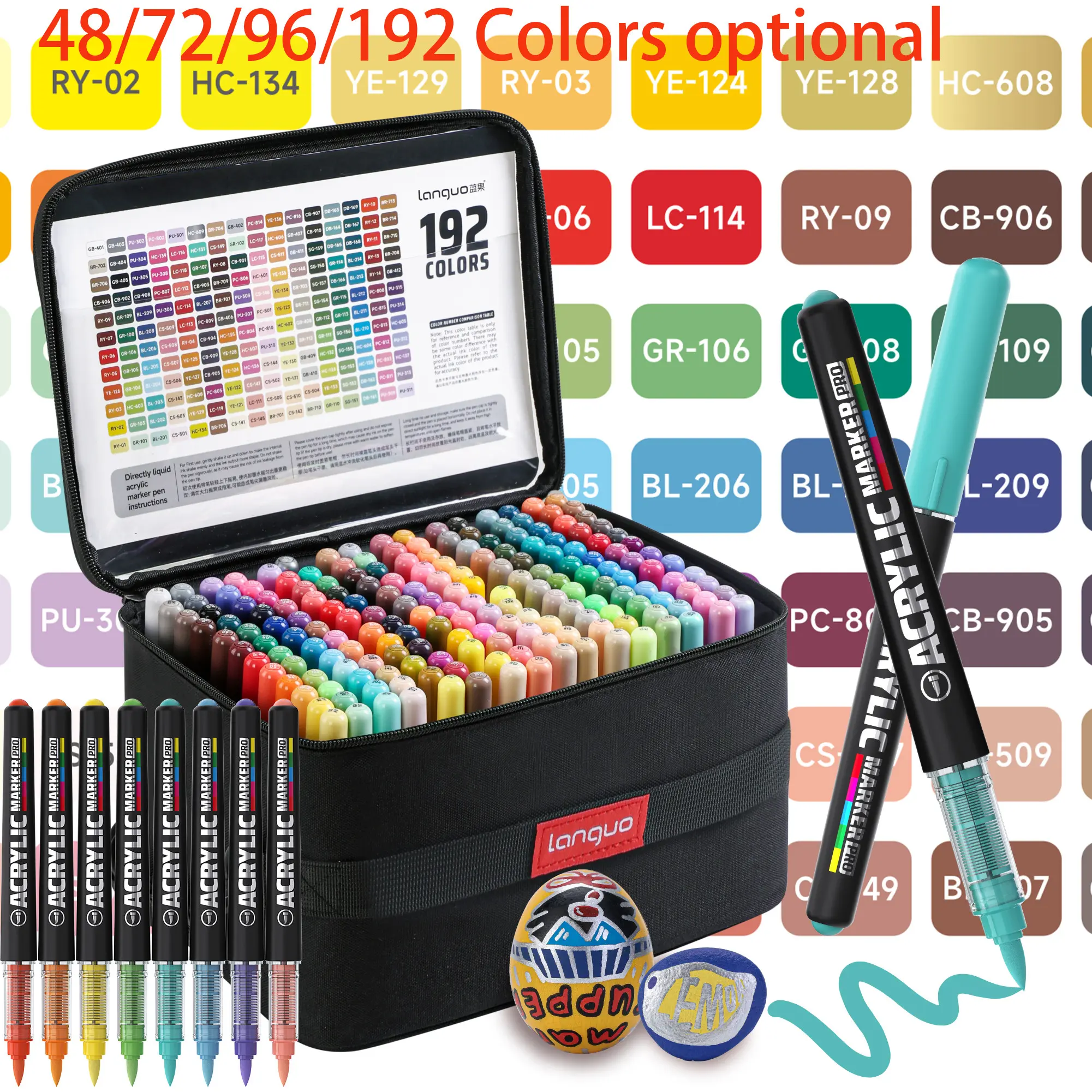 Langguo Stacking Markers Pro with High-Capacity Ink - 60% Increased Coverage, 80% Enhanced Colorfastness, Soft Tip, 1-5mm Line Width Adjustment - Ideal for Crafts, Art Materials, Drawing, DIY, Art Craft Supplies