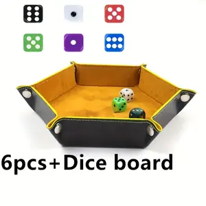 6pcs Dice and Dice Tray Set Hexagonal Dice Tra 6pcs Dice and Dice Tray Set Hexagonal Dice Tra