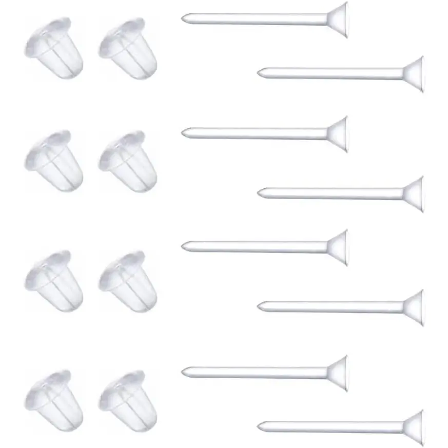 Clear Plastic Earrings for ,300 Pairs Clear Earring Studs and Earring Backs,2mm Cup-Headed
