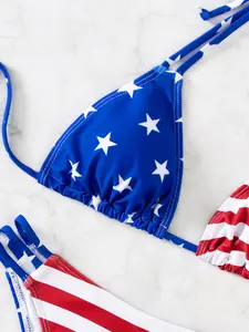 Fashion Women's Swimsuit World Cup Series Beach Holiday Essential 2-Piece Set, Stylish Swimwear for Summer Vacation, High Stretch Bikini, Beachwear Fit, Ruched Bikini Swimsuit