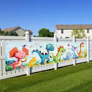 Dinosaur Pattern Backdrop, 1 Count Colorful Dinosaur Forest Themed Party Banner, Party Decoration Supplies for Birthday Wedding Baby Shower, Ornaments