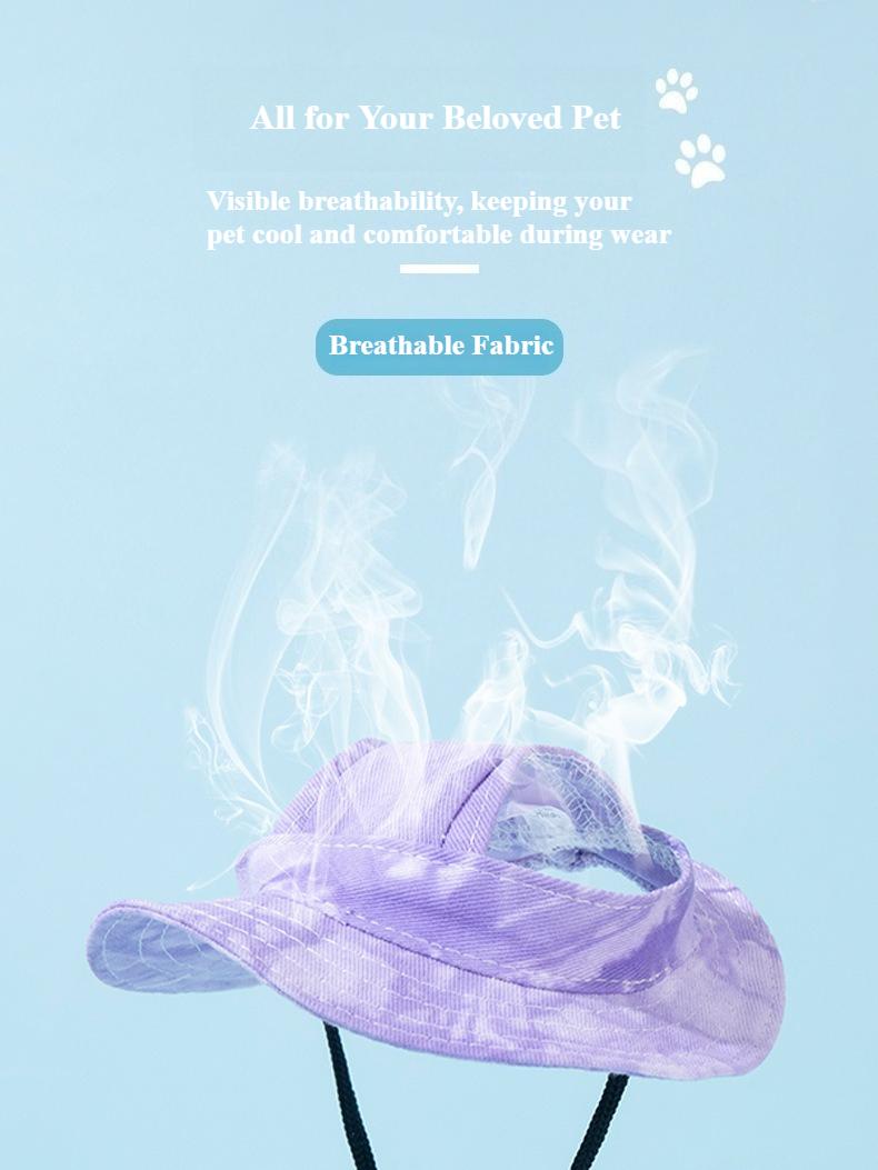 2-Pack Dog & Cat Bucket Hats in Solid Blue & Grid, Comfortable Sun Protection with Adjustable Strap & Ear Holes for Walks, One Size, Anti-Strangle Design