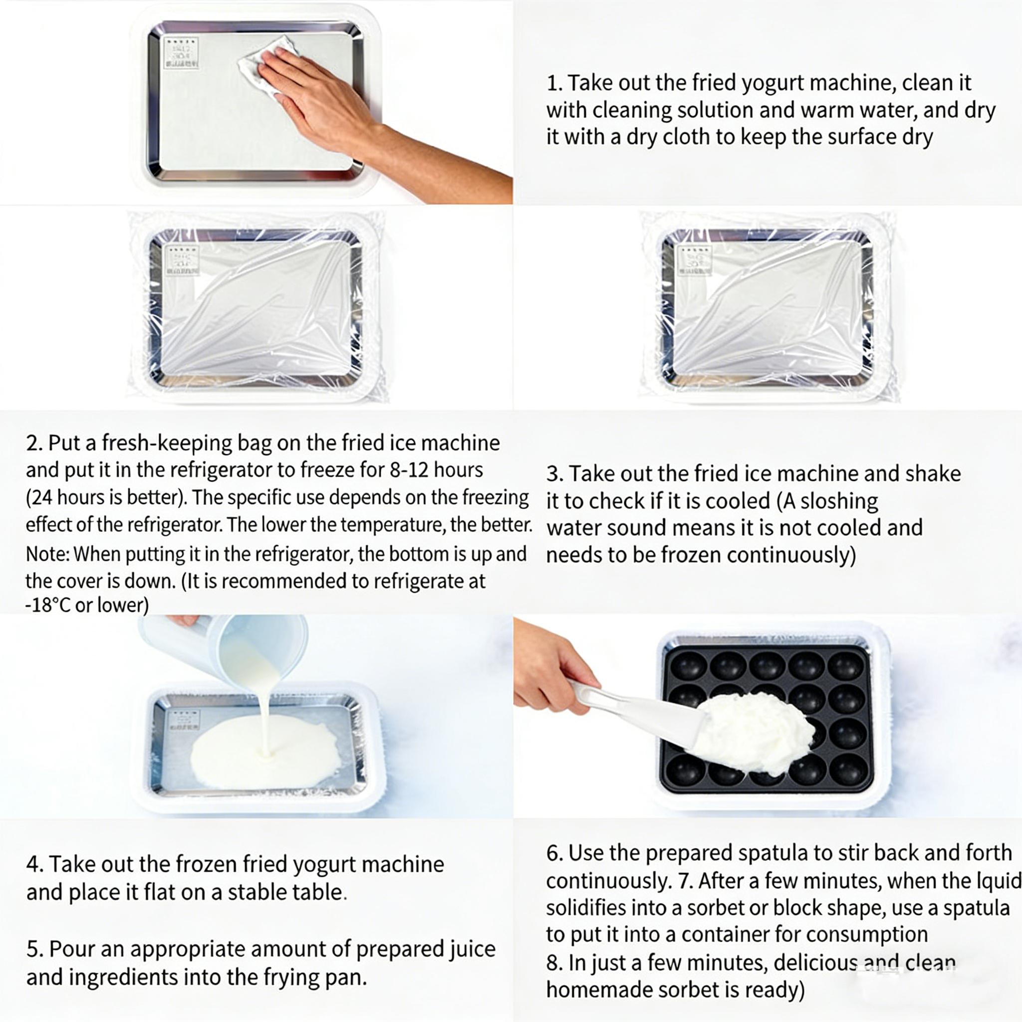 New Rolled Ice Cream Maker with 2 Scrapers , Portable Instant Ice Cream Maker , ,Stainless Steel Ice Cream Pan for Family Party, Easy Clean DIY Homemade Ice Cream Tray