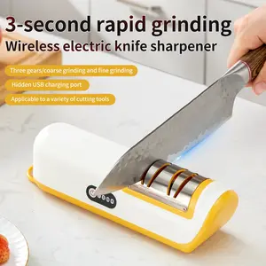 Rechargeable Electric Knife Sharpener, Professional 2-Stage Sharpening, Diamond Abrasive Wheels, Fast & Precise, Safe & Easy to Use