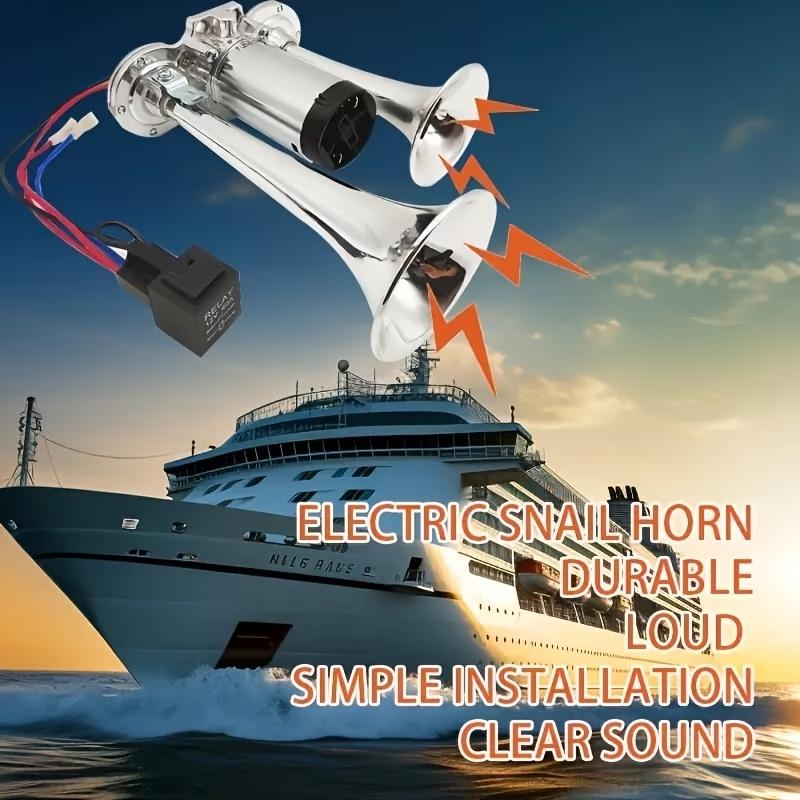 Heavy Duty 12V 130DB Dual Trumpet Air Horn Kit with Compressor - Chrome Zinc Alloy for Car Truck SUV RV Boat Motorcycle