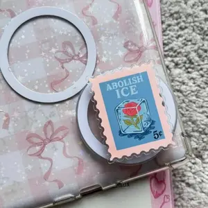 Abolish Ice Stamp Phone Grip , Anti-ICE Kindle Accessories, Activist Griptok, Immigration Rights sticky Compact Holder Stand magnetic mount pop socket