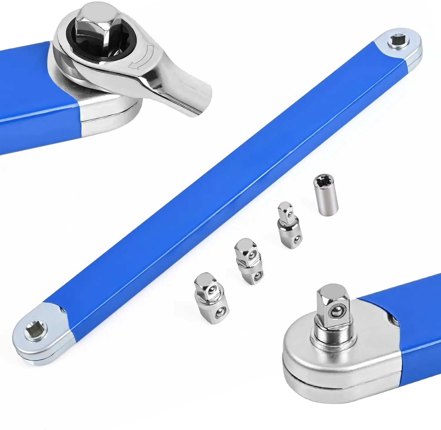 Impact Offset Extension Wrench, Tight Reach Extension Wrench Set, with 1/2"", 1/4"" and 3/8"" Square Drive Adapters, Universal Extensions Wrench for S