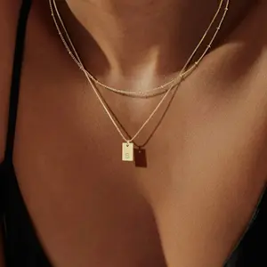 Initial Necklace for Women, Layered Letter Pendant Necklace Set Dainty Capital Monogram Choker Trendy Peonalized Tiny Alhpabets A-Z Tag Charm Name Necklace Jewelry Gift