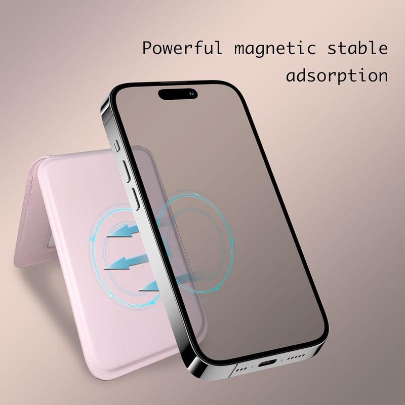 MagSafe Compatible Magnetic Phone Wallet with Foldable Adjustable Stand Secure Magnetic Attach No Dropping Ultra Thin 8mm Design for Smartphone
