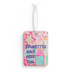 Rainbow Summer Brunettes Have More Fun Make It Fun Pink Preppy Collage Cute Car Air Freshener Hanging Car Decoration