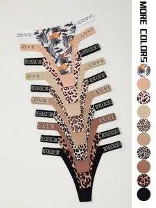 10 Pack Sexy Leopard Print Thong Panties for Women, Breathable Soft Comfortable Seamless Underwear Set, All Seasons Fitted Design