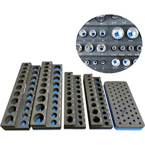 Socket Organizer, Easy to Read Size labels, 80 sockets w/added 50 hex bit holder, holds deep & shallow sockets, metric & standard, 3/8 and 1/4 inch drive socket holder, tool organizer trays