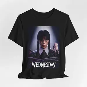 Wednesday Addams "Thing" Hand T-shirt | Spooky Pop Culture Merch | Dark Aesthet, Fashion Cotton, Full Colors, Full Sizes, For Men, For Women