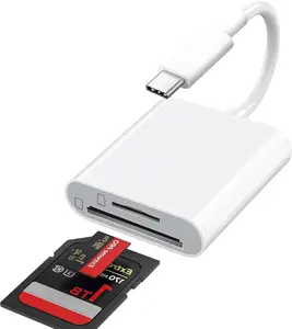 USB C SD Card Reader for iPhone 15 16 iPad MacBook MacBook, USB-C Type C SD Reader Supports SD & MicroSD Memory Card Adapter Trail Camera Viewer Plug and Play 2 Slots
