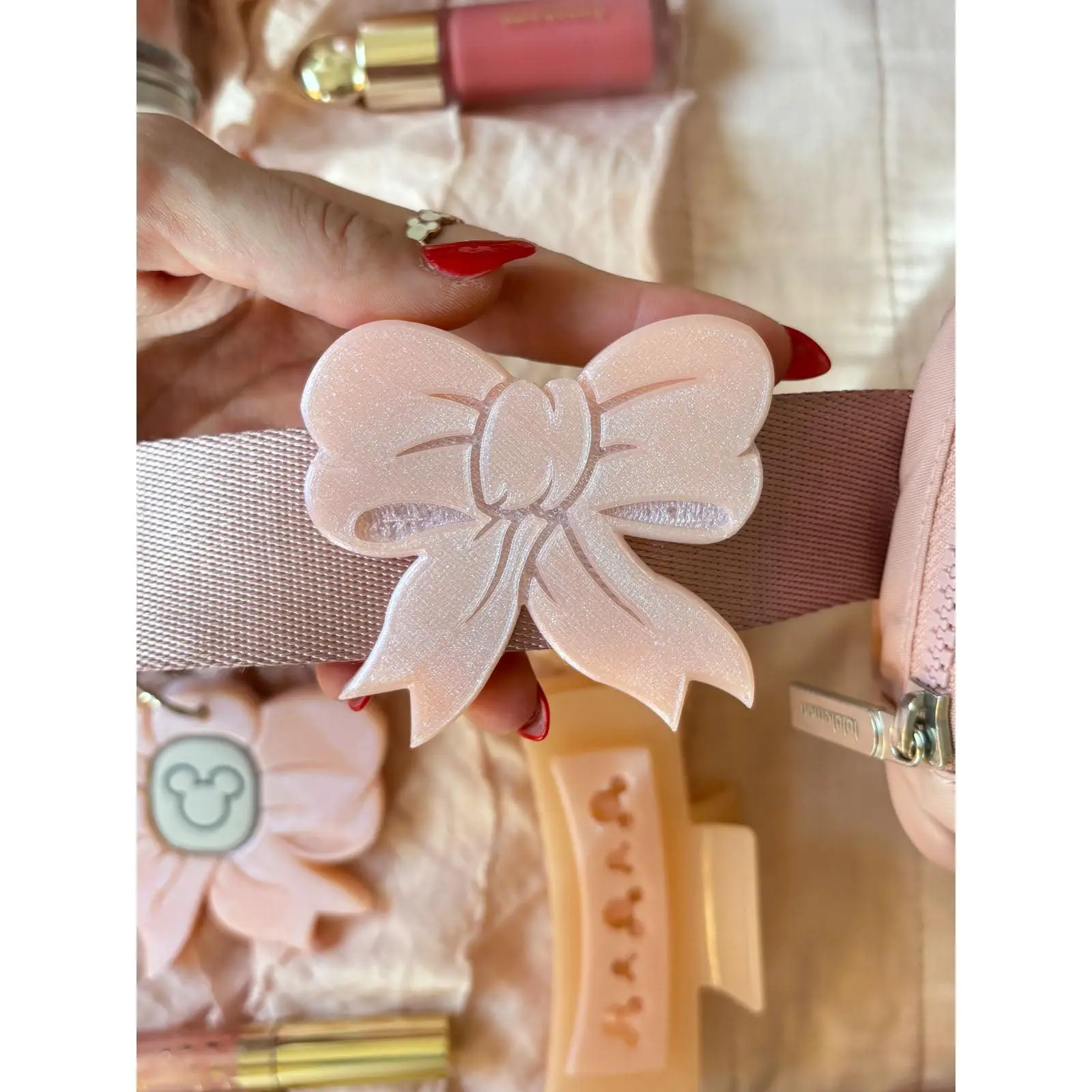 Blush Bow Belt and Bag Charm
