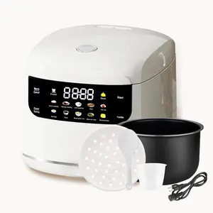 NUNET Electric Mini Rice Cooker 5 Cups Small Rice Cooker Portable 10-in-1 Smart Multi-Functional Cooker Time Control 400W for Soup Mixed Grain Rice Oatmeal Porridge w. Non-Stick Inner Pot (White)