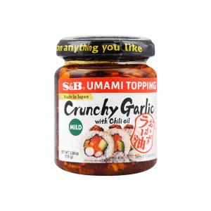 S&B Umami Topping Crunchy Garlic with Chili Oil Mild Flavor Sauce 3.88 oz For Chicken Sushi Pasta Salad Noodles Tofu Rice Made in Japan