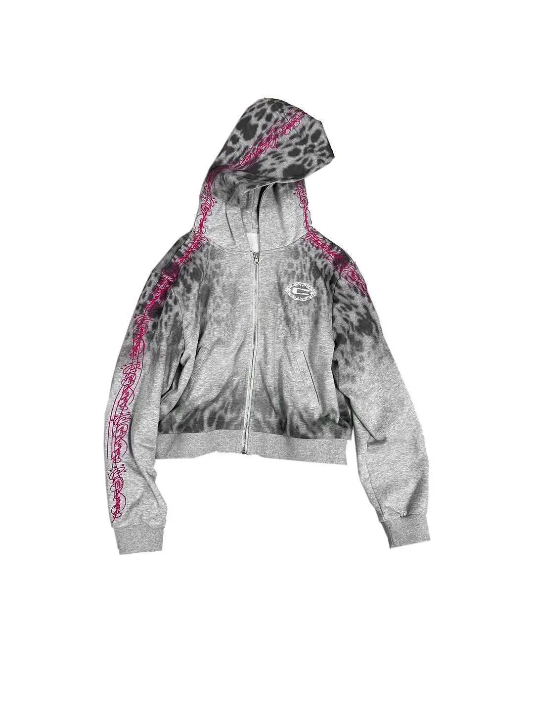 European and American personalized streetwear trendy brand Y2K couple's hoodie, American retro camouflage print zip-up jacket