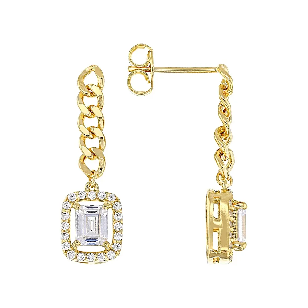 JTV White Cubic Zirconia 14k Yellow Gold Over Sterling Silver Emerald Cut Earrings 1.99ctw
