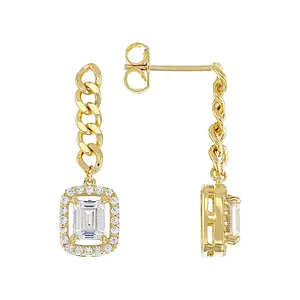 JTV White Cubic Zirconia 14k Yellow Gold Over Sterling Silver Emerald Cut Earrings 1.99ctw