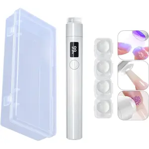 Handheld UV Light with  Stamper , 3W Portable LED  Lamp,  Rechargeable USB  Dryer with  Stamper, LCD Display Screen for Fast Curing Home DIY Manicure White