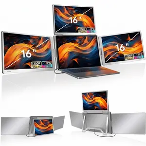 16" Laptop Screen Extender, Just 1 Cable for 3 Screens Quad Monitor, 1200P FHD Screen Extender for 12"-18.5" Laptops, Triple Portable Monitor for Wins/Mac M1|M2|M3|M4|M5 Tablet Tablet