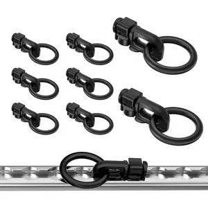8Pcs L-Track Double Stud Tie Down with O Ring, 5000 lbs Breaking Strength, Carbon Steel with Rust-Resistant Coating, Quick Release, Heavy-Duty L Track Accessories for Trailer, Truck