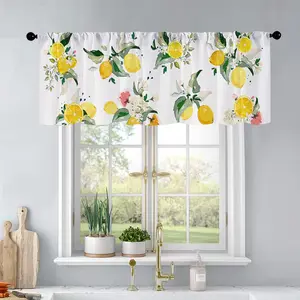 1Pc Lemon watercolor painting printed kitchen curtains living room bedroom bathroom home decoration 54 * 18 inches