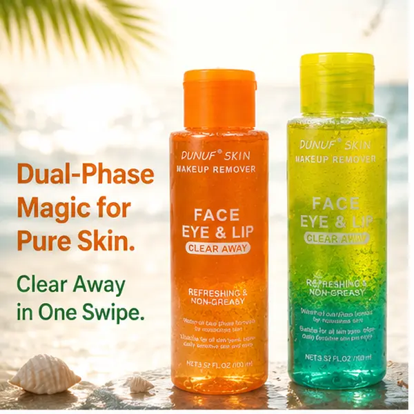 Dual Phase Water-Oil Face, Eye & Lip Makeup Remover - Professional Waterproof Mascara Remover, Vegan Cruelty-Free Cleanser with Jojoba Oil, Vitamin E, Moisture - 3.52 fl oz (100ml) Bottle