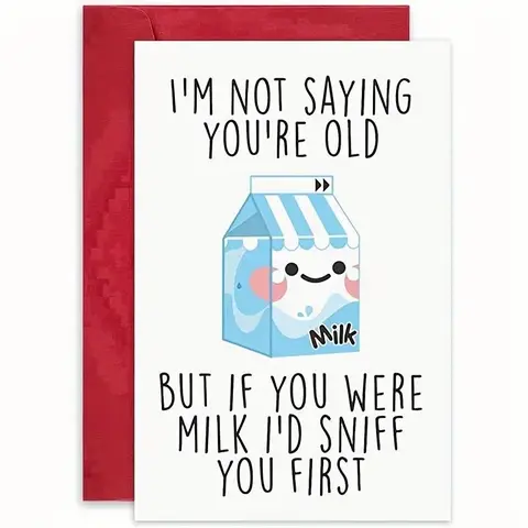 Milk Carton Pattern Greeting Card with Envelope, 1 Count Humorous Love Birthday Card, Happy Birthday Dad Card, Funny Dad Card, Unique Quirky Way To Celebrate Special Day, Fun Party Cards