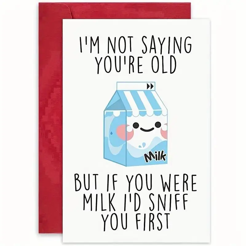 Milk Carton Pattern Greeting Card with Envelope, 1 Count Humorous Love Birthday Card, Happy Birthday Dad Card, Funny Dad Card, Unique Quirky Way To Celebrate Special Day, Fun Party Cards