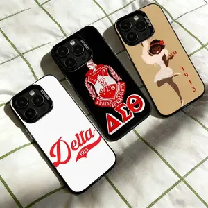 Delta Sigma T-Theta Phone Case For iPhone 17,16,15,14,13,12,11 Plus,Pro Max,XS,Colored Silver Plated Inside Cover