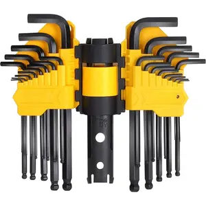 27- Long Arm Allen Wrench Set with Ball End, SAE, Metric Hex Key Set Included, Hex L-Key Set, Portable Allen Key Set With Storage Rack for Basic  Repair and General Applications