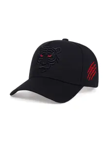 Unisex Tiger Embroidered Baseball Cap, Snapback Cap, Adjustable Sun Protection Hat for Outdoor Travel Beach Vacation, Stylish Flat Brim Cap, Flat Brimmed Cap