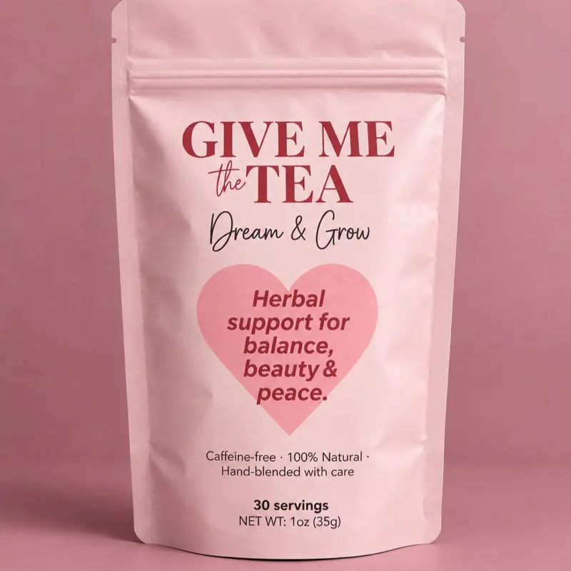 Give Me The Tea Dream & Grow Herbal Tea for Hormonal Balance Mood Stability & Hair Health Caffeine-Free 30 Servings USA Made Natural Beverage